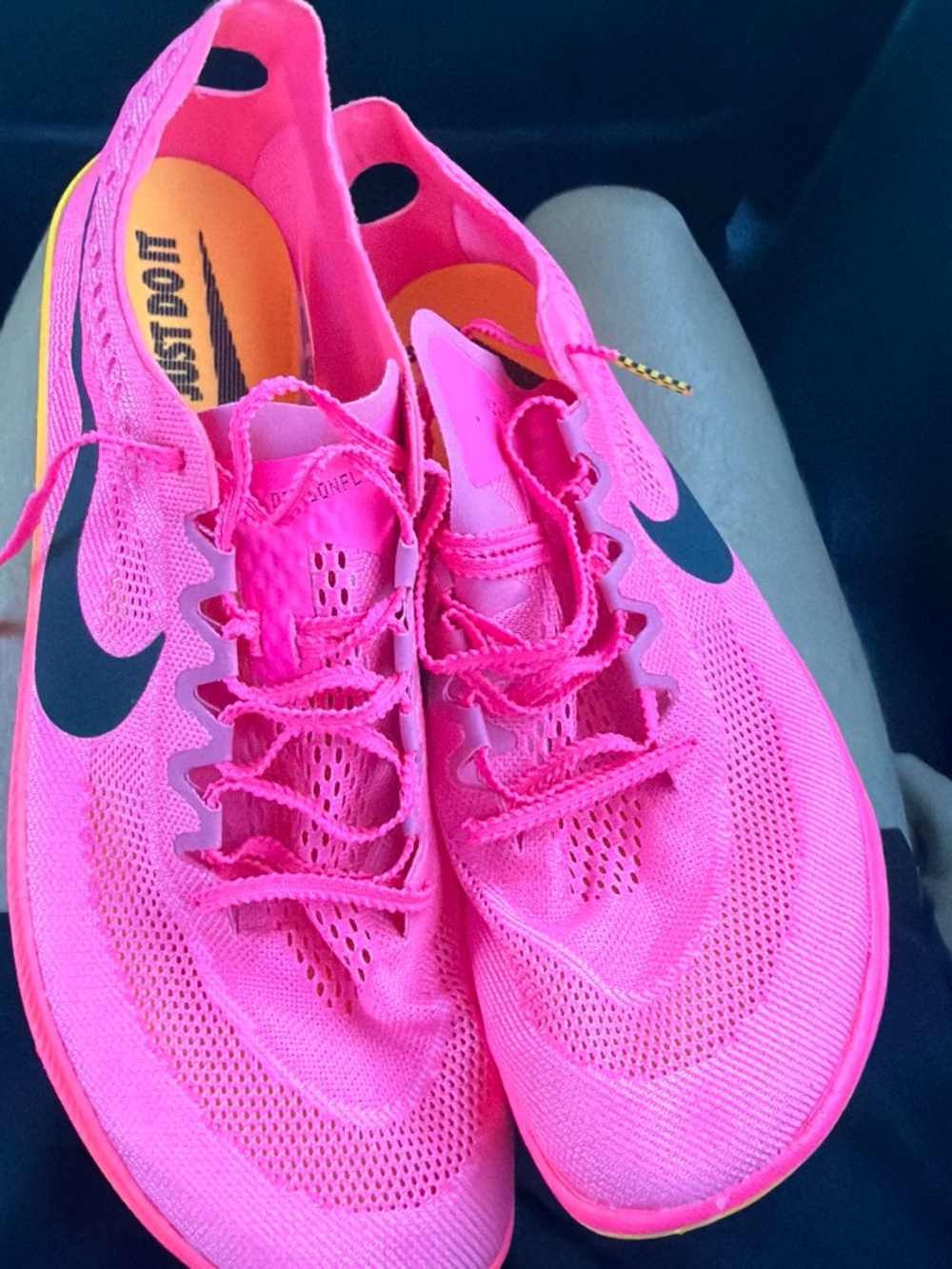 Nike Women's Neon Pink track running Shoes with Black Swoosh